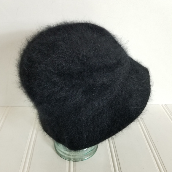 Bucket Hat Black Angora Rabbit Fur Winter Streetwear - Picture 5 of 12